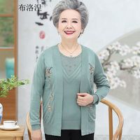 布洛涅中老年女装春装两件套装奶奶装60岁春秋外套妈妈衣服薄夏季老太太