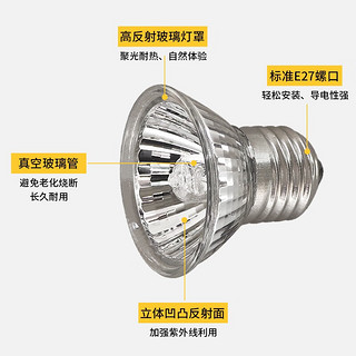 花卷宝宝乌龟晒背灯芦丁鸡保温灯小鸡育雏取暖灯宠物爬宠加温灯养殖加热灯 50W（2个装）
