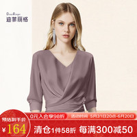 迪菲丽格夏季V领褶皱衬衫女设计感小众2024别致气质短款上衣 图片色 XXL