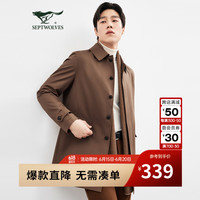 七匹狼【易打理】风衣男士外套翻领男装上衣男舒适中长款 303(咖啡) 175/92A/XL