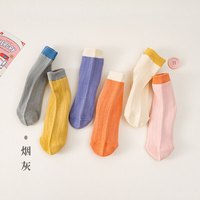 qimengwa 奇萌娃 纯棉儿童袜子全棉春秋男女童糖果色中筒袜女孩学生袜中大童 烟灰色一双 6-9岁鞋码（29-32鞋码）