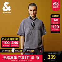 杰克·琼斯（JACK&JONES）达芬奇联名圆领字母刺绣袖部字母贴布宽松T恤短袖 男款224201360 熔岩烟灰E02 熔岩烟灰E02 1