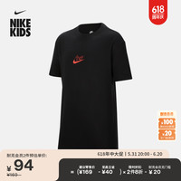 耐克（NIKE）男女童大童宽松T恤夏季满分TEE考试全对HJ3962 010黑 XS