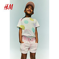 H&M HM 女童T恤2024夏季新品艾莎公主印花短袖T恤1036269