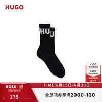 HUGO男士2024年春夏棉质混纺短袜两双装 001-黑色-EU:43-46 39-42