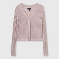 Gap 盖璞 女士V领条纹肌理纽扣长袖针织衫显瘦上衣 537135