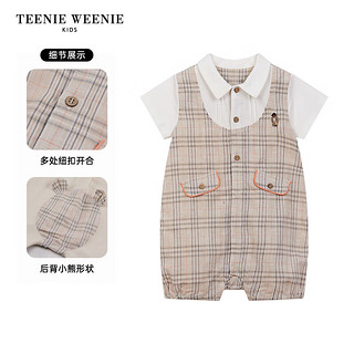 Teenie Weenie Kids小熊童装24夏季男宝宝英伦风小翻领连体衣 浅卡其色 90cm