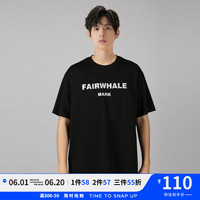 马克华菲【立体字母印】圆领宽松休闲男士百搭简约24夏短袖T恤 纯黑 M