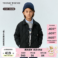 Teenie Weenie Kids小熊童装24冬季男女童菱格纹刺绣羽绒服 黑色 160cm
