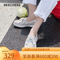 SKECHERS 斯凯奇 凯奇（SKECHERS）女一脚蹬单鞋牛仔蓝色鞋丝带帆船鞋136471 自然色492 38.5