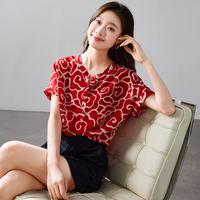 【100%桑蚕丝】短袖衬衫女上衣2024夏季女士气质真丝衬衣