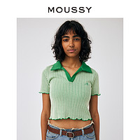 MOUSSY 摩西 OUSSY 甜美可爱小刺绣花边针织套头宽松短袖T恤女010GAL90-5320