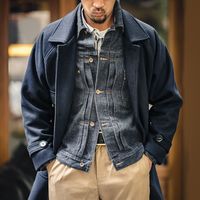 马登 MADEN工装 日系复古重磅防风保暖大衣硬汉单排扣翻领雅痞帅外套男