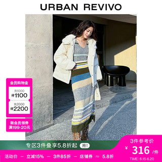 UR秋冬新款女装时尚宽松衔线设计感保暖羽绒服UWV130037 米白 