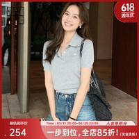 美洋（MEIYANG）耶鲁醋酸polo衫文艺复古翻领休闲运动短袖针织上衣夏季新款T恤女