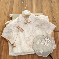 俏娘鱼米色棉麻复古风短袖旗袍2024年春季日常可穿改良年轻款 米色(裙长117左右) L