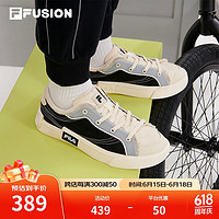 FILA FUSION斐乐潮牌帆布鞋女鞋轻便潮流运动休闲鞋POP 黑/米色-BA 36.5