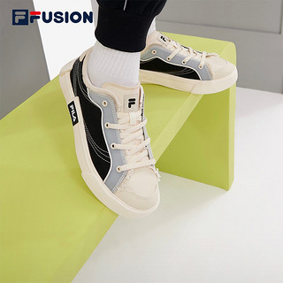 FILA FUSION斐乐潮牌帆布鞋女鞋轻便潮流运动休闲鞋POP 黑/米色-BA 36