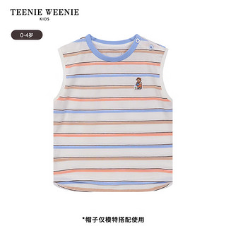 Teenie Weenie Kids小熊童装24夏季男宝宝纯棉条纹无袖背心T恤 珊瑚红 80cm