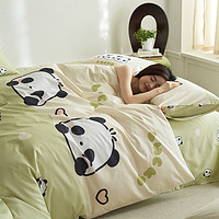 88VIP：Dohia 多喜爱 卡通全棉三件套纯棉四件套学生宿舍儿童床单被套熊猫