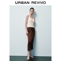 URBAN REVIVO 女士时尚气质魅力设计感褶皱半裙 UWG540055 红棕 XXS