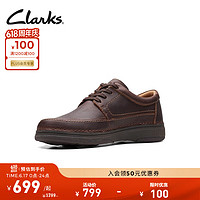 Clarks 其乐 自然系列男士休闲皮鞋春季干爽舒适防滑耐磨休 深棕色 261686148 42