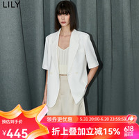 丽丽 LILY2024夏新款女装气质都市通勤款复古双排扣五分袖轻薄西装外套 601白色 L