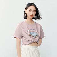 凉感复古精致贴布绣花油画两色宽松T恤女2024夏装短袖