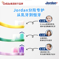 威进口Jordan儿童宝宝牙刷软毛2岁0到3岁到6岁0-9分段乳牙4支装