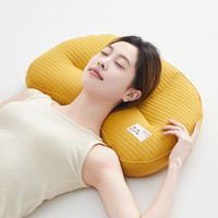雪丽莲荞麦枕头成人月牙枕芯宿舍办公室颈椎枕全荞麦壳枕睡觉专 砂洗月牙分区荞麦枕-S7黄单只装 32*55cm
