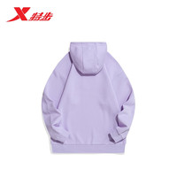特步（XTEP）连帽卫衣女运动休闲宽松上衣百搭套头衫978328930344 雾纱紫 2XL