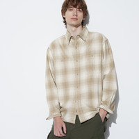 优衣库男装女装亲子竹节棉格子衬衫长袖衬衣外套466936