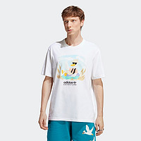 adidas 阿迪达斯 印花运动上衣圆领短袖T恤男装夏季adidas阿迪达斯三叶草HZ1145