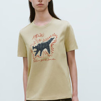 URBAN REVIVO 女装潮流趣味撞色图案印花短袖T恤 UWV440189 卡其 XL