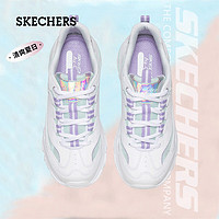 斯凯奇（Skechers）夏季小白鞋多巴胺透气女鞋厚底增高休闲老爹鞋学常百搭运动鞋 白色/浅绿色66666295-WAQ 36