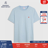 布克兄弟（BrooksBrothers）男士24春夏棉简约LOGO款短袖针织T恤 4000-淡蓝色 XL