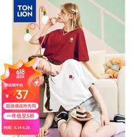 唐狮(TonLion)2024女左胸小花圆领短袖T恤