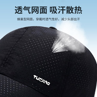TUCANO啄木鸟 帽子男夏薄遮阳鸭舌帽户外速干帽女休闲透气防晒钓鱼太阳棒球帽 55-60CM标准款深灰色