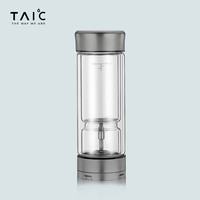 TAIC纯钛茶水分离杯泡茶杯高档双层玻璃杯男女士商务杯 钛本色 360ml