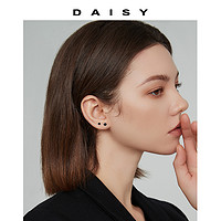 Daisy dream 999纯银黑色钻石耳钉女养耳洞简约冷淡风耳环男高级感耳饰耳骨钉