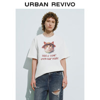 URBAN REVIVO 女士趣味创意萌宠印花宽松短袖T恤 UWL440173 本白 XS