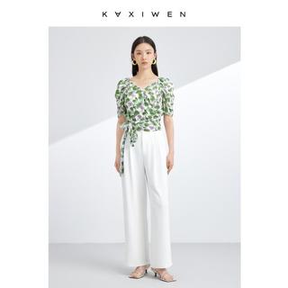 时尚衬衫女夏季女装印花气质V领上衣女