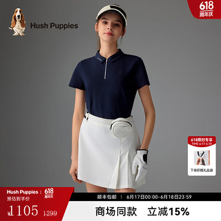 Hush Puppies暇步士女装夏季贴身舒适短袖POLO衫 墨蓝色 L