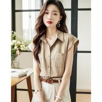 时尚套装女夏气质宽松显瘦衬衫搭高腰阔腿A字休闲短裤两件套