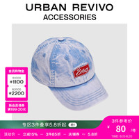 URBAN REVIVO2024夏季女士时尚撞色刺绣棒球帽UAWA40204 蓝色 F