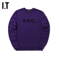 IT A.P.C.男装圆领卫衣休闲基础款合身logo植绒套头衫7378NH
