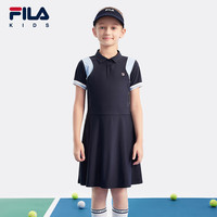 FILA斐乐儿童网球运动裙子2024秋季新款女中大童透气针织连衣裙潮 RD宝蓝-NV 1