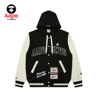 Aape男装春夏篮球猿颜徽章潮流刺绣美式棒球服卫衣外套B301XXM BKX/黑色 XL