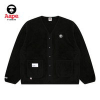 Aape男装秋冬猿颜徽章绒面V领休闲卫衣外套A318XXL