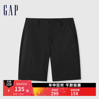 Gap男装2024夏季logo弹力短裤百搭简约基础纯色休闲裤464976 黑色 190/100B(36)亚洲尺码